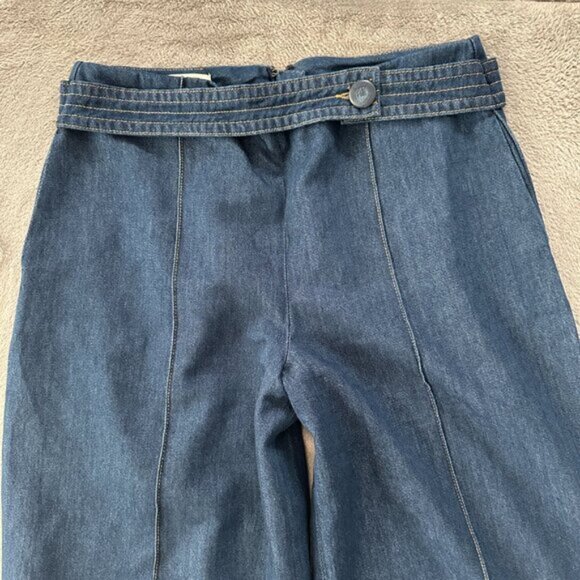 Reiss Super Wide Leg Trouser Jeans Women's US size 10 Belted High Rise - Picture 3 of 11